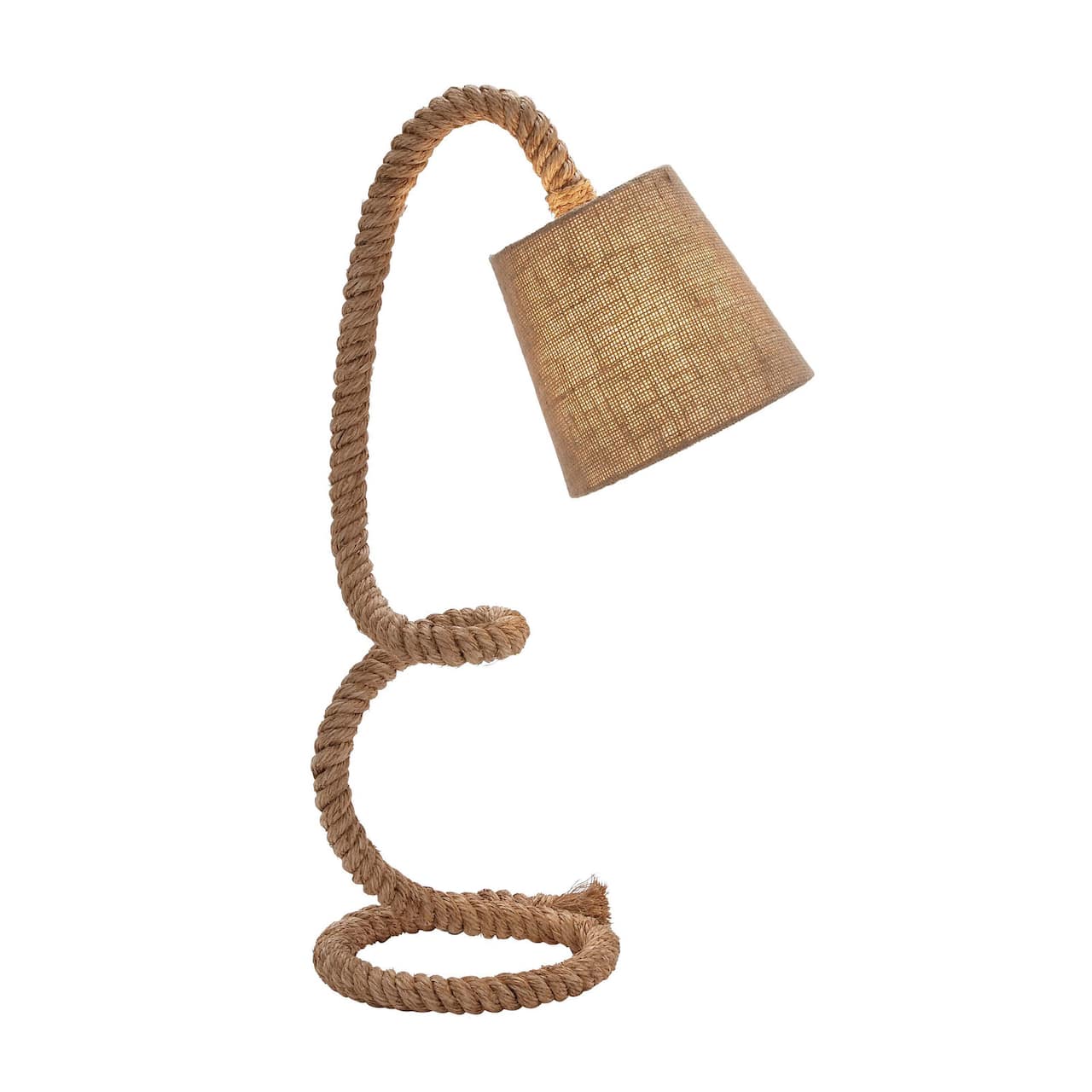 Brown Rope and Iron Rustic Desk Lamp, 32" x 11" x 14"